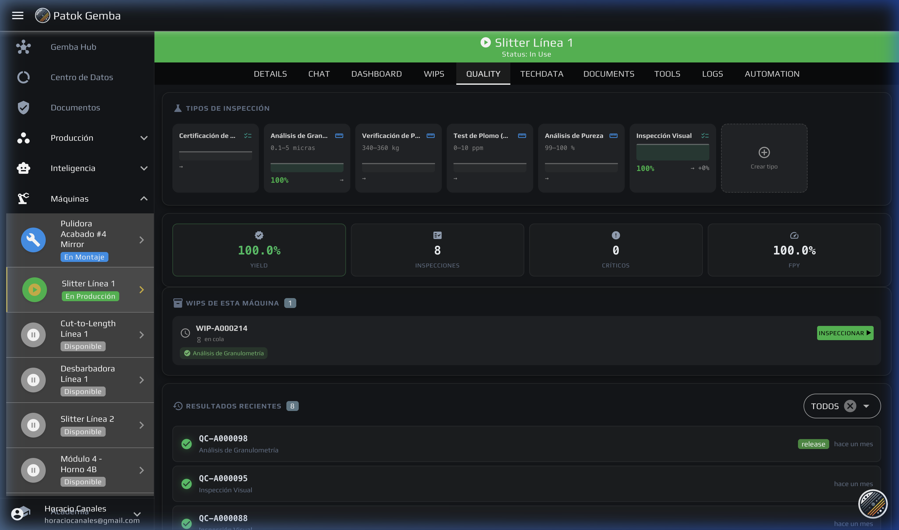 Registros de calidad en Patok