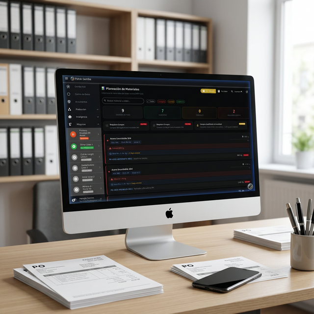 Panel de análisis con gráficos Pareto y métricas de producción